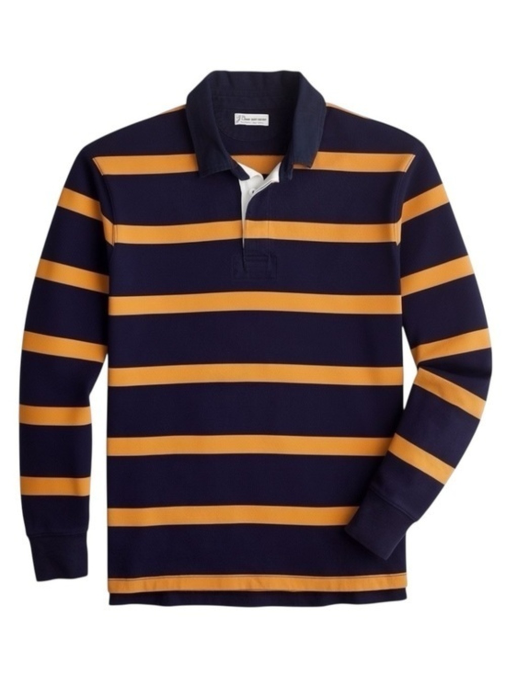 J. Crew Blue & Orange Stripe Preppy Academia Old Money Rugby Shirt Size L